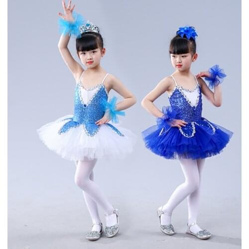 Girls Jazz Dance Latin Dance Ballet Skirt Little Swan Sequin Girls Performing Group Soft Skirt Costumes