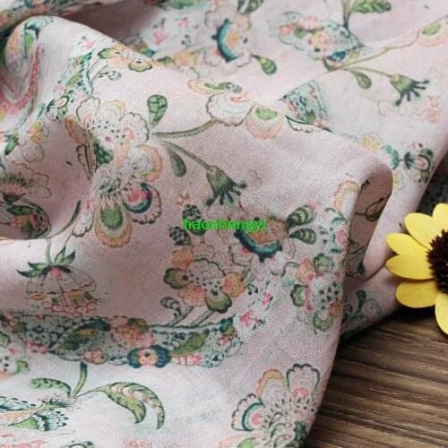 Brand spring and summer ramie printing thin dress cheongsam apparel fabric