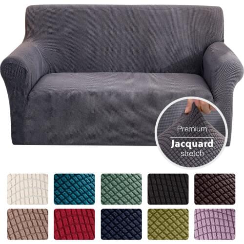 Jacquard Elastic Stretch Sofa Cover Spandex Plain Couch Covers for 1/2/3/4 Seater Universal Sofas Sectional Livingroom L Cover