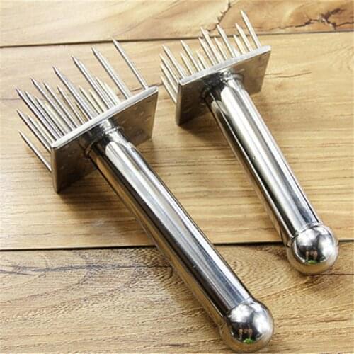 Wooden Handle Profession Meat Tenderizer For Beef Tender Steak Kitchen Tools Stainless Steel Meat Needles Meat Hammer Pounders