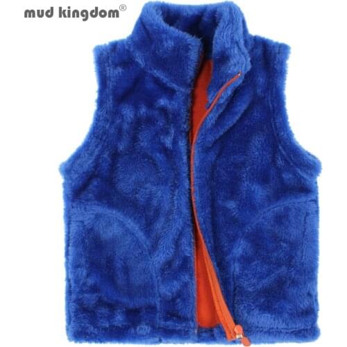 Mudkingdom Kids Vest Jackets Flannel Thicken Children Outerwear Coats Warm Solid Boys-Girls Winter Clothes