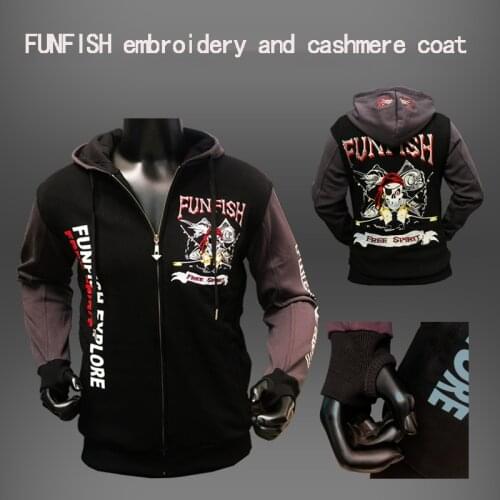 Wild Tao Ge Plus Velvet Embroidered Fishing Clothes Winter Coat Winter Cold And Windproof Warm Men And Women Embroidered Pirates