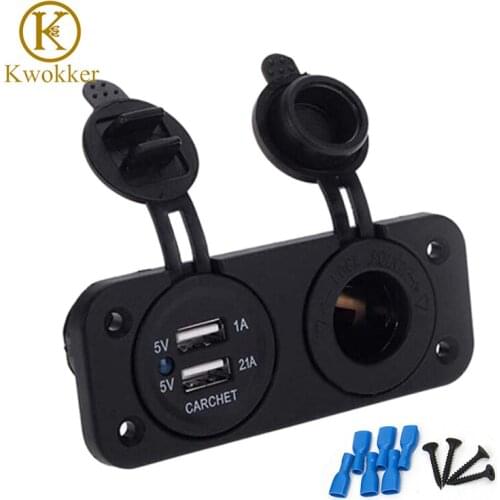Dual Car Cigarette Lighter Socket Splitter 12V USB 2.1A 1A Power Adapter Charger Free Shipping