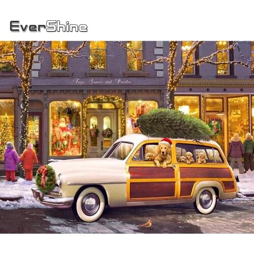 Evershine 5D DIY Diamond Painting Car Mosaic Full Layout Diamond Embroidery House Landscape Cross Stitch Dog Christmas Gifts