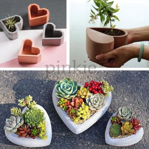 Heart shaped flowerpot mold succulent pot pot cement silicone mold concrete simple design garden cement pot silicone mold