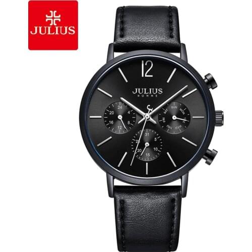 Julius Watch JAH-101 Young Men Fashion Casual Sport Watch Chronograph Multi-Functional 6 Hands Wristwatch