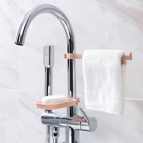 Creative Faucet Clip Type Adjustable Storage Rod Soap Box Outfit Sink Drain Shelf Rag Hanging Rod Multifunction Kitchen Storage
