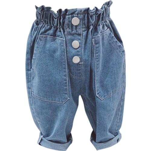 2020 Girl Summer Loose Jeans Pant Kids Children Casual Denim Trousers