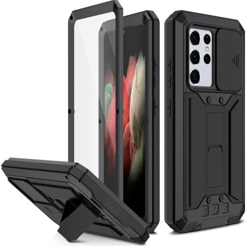 Metal silicone For Samsung Galaxy s21 Ultra 6.8 Case Heavy Duty protection Doom Glass Cover Funda Coque Cases Shockproof Holder