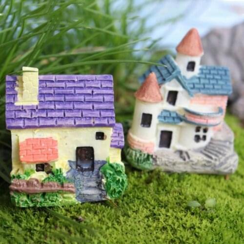 Mini Fairy Garden Miniature Resin Thatched House Micro Dollhouse Ornament Decor Cottages house