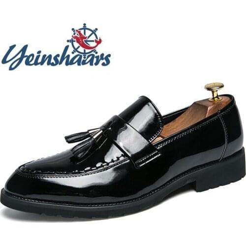 Mens Shoes Casual Luxury Leather Loafers Business Formal Shoes Bureau Classic Shoes Shiny Oxford Male Wedding Dress Shoes Tassel