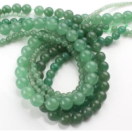 Natural Stone Green Aventurine Jades Bead Smooth Round Loose Spacer Beads For Jewelry DIY Bracelet Necklace 15Inch 4/6/8/10/12mm