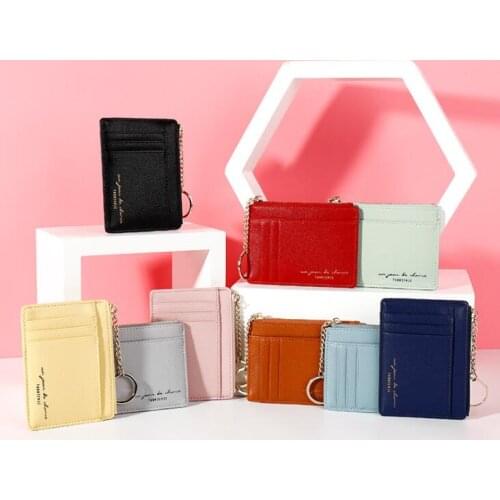 New Arrival High Quality PU Leather Fashion Modern ID Credit Bank Bus Card Holder Cute Zipper Card Protector Case Women Wallet