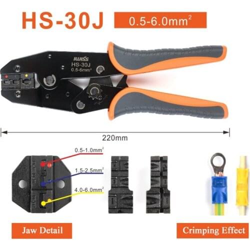 IWISS IWS-30J 0.5-6mm² Crimping Pliers Multi Hand Tools Insulation Ring&Spade Terminals 9 Inch Crimping tool
