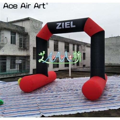 Portable custom inflatable arch black and red start finish line 3.3x3m start line archway with blower for events
