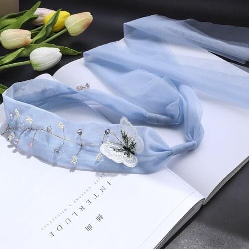 Super Sweet Cute Makeup Mesh Headband Wash Face Lace Hair Holder DIY Hair Ornament Hairbands Girl Hair Butterfly Decoration
