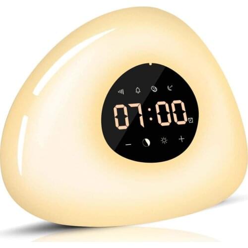 Sunset Light,Wake Up LED Alarm Clock with Sunrise/Sunset Simulation LED Clock with Snooze Function,Dimmable Bedside Lamp Bedroom