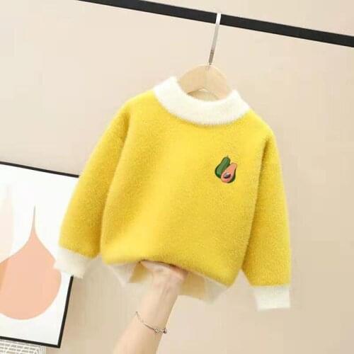 Girls' sweater thickened imitation mink velvet autumn and winter 2020 new style girls' mink velvet pullover Korean style base