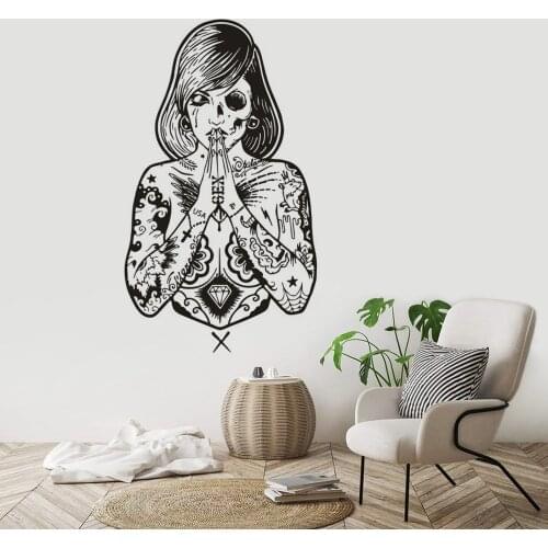 Tattoo Studio Vinyl Wall Sticker Creative Tattoo Girls Wall Decal Fashion Cool Tattoos Window Poster Art AZ723