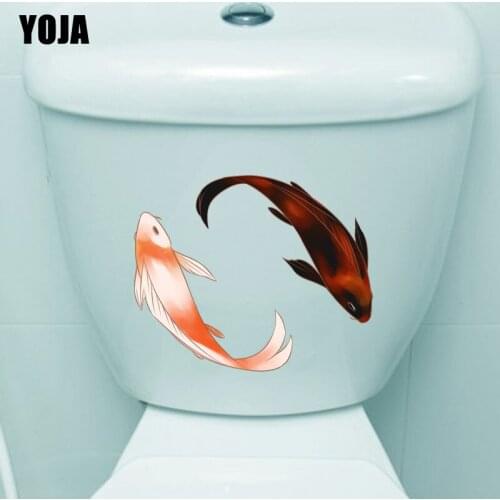 YOJA 20.3*24.8CM Two Free Fishes BedRoom Home Decor Toilet Decal Wall Sticker T3-0937