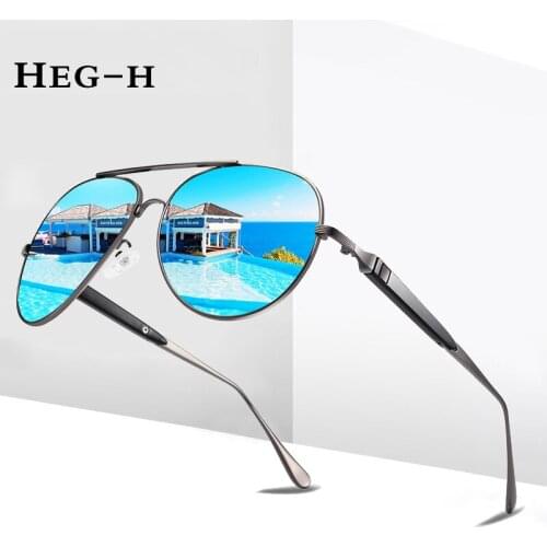 HEG-H Brand Design Vintage Driving Polarized Sunglasses For Mens Womens Mirrored Pilot Sun Glasses UV400 Protection