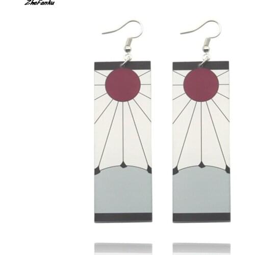 Japanese Anime Demon Slayer Cosplay Prop Kimetsu No Yaiba Tanjirou Kamado 1 Pair Earrings Cosplay Accessores