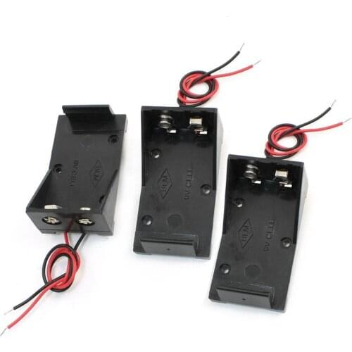 Single Slot 1 x 9V Cell Battery Spring Clip Holder Case Storage Box Container with Wire Leads DIY