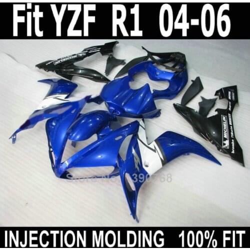 100% fit injection fairings for Yamaha YZF R1 2004 2005 2006 blue black white motorcycle fairing kit YZFR1 04 05 06 NV51