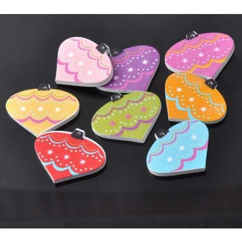Christmas Light painted wooden Scrapbooking Craft Charms for Home decoration 100pcs 30x26mm MT0357