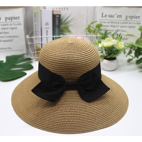 2020 Hot Sale Straw Hats Women Summer Sun Hats foldable beach hat Sun Block UV protection Hat bone