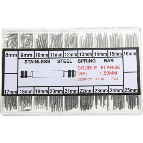 360pcs 8-25mm Watch Band Spring Bars Strap Link Pins Repair Watchmaker Link Pins Remove Tools Watch Accessories w Resell Case