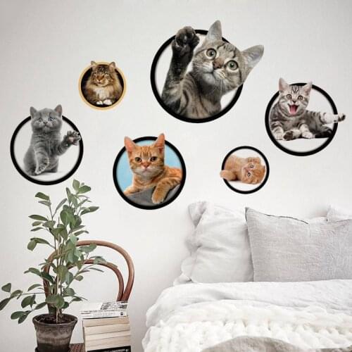 3D DIY Creative Cat Broken Wall Home Decor Wall Sticker Wallpaper Wall Art Decal Poster Baby Kids Bedroom Living Room Decoration