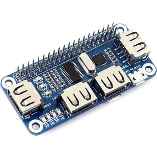 4 Ports USB HUB HAT for Raspberry Pi B+/2B/3B/3B+/Zero/Zero W, USB to UART for Serial Debugging compatible with USB2.0/1.1