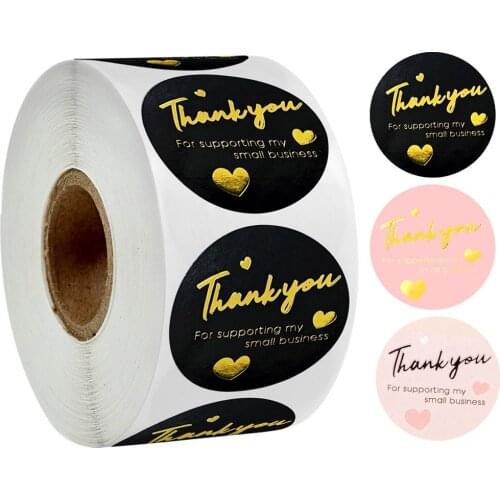 50-500pcs Pink Gold Foil sticker 'Thank you for supporting my small business' Stickers Seal Labels for Business Gift Box Decor