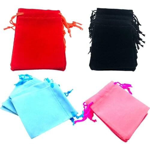 50Pcs Mini Soft Rectangle Velvet Drawstring Pouch Wedding Favor Pouch / Xmas Gift Bag Jewelry Sack 5x7cm
