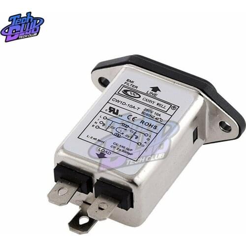 AC 115V-250V IEC Socket EMI Filter EMI RFI Filter 10A CW1D-10A-T Suppressor Power Line Noise Filter Socket