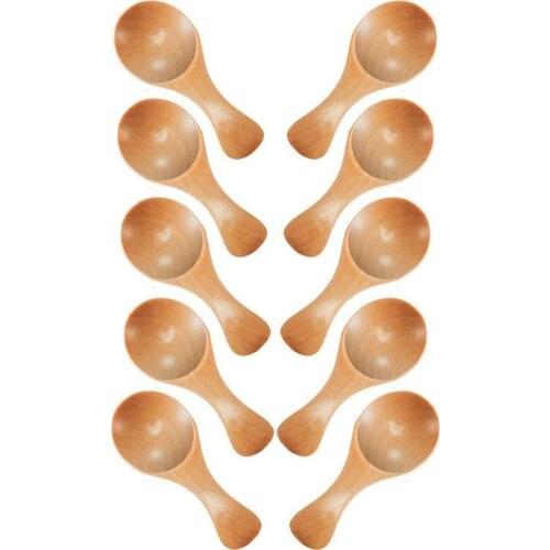 Promotion! Short Handle 10 Packets of Small Wooden Spoon, Perfect for Small Jars of Jam, Spices, Condiments, Seasonings, Sugar