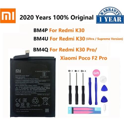 100% Original XIAO MI BM4P BM4U BM4Q Phone Battery For Xiaomi Redmi K30 Pro K30Pro Supreme Version Poco F2 Pro Batteries Bateria