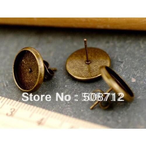 Free shipping!!! Antique Bronze Earring Posts Ear Studs Cabochon Setting Base With Stoppers Earrings Post,Earrings Base
