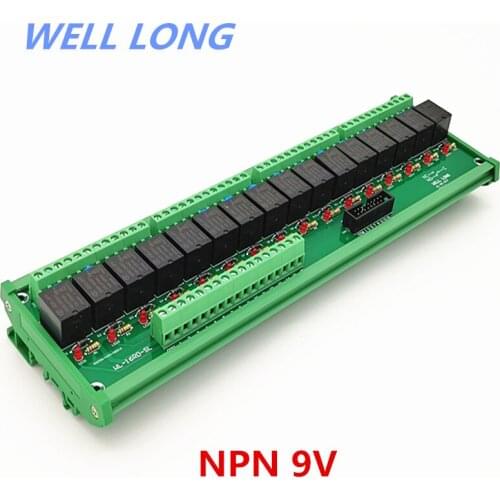 DIN Rail Mount 16 Channel NPN Type 9V 15A Power Relay Interface Module,HF JQC-3FF-9V-1ZS Relay