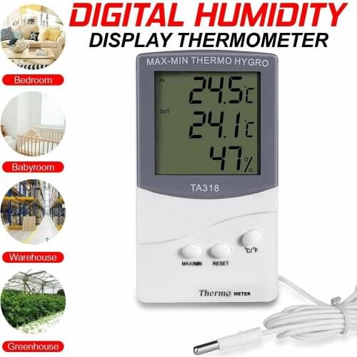 1Pcs LCD Electronic Digital Temperature Humidity Meter Thermometer Hygrometer Indoor Outdoor Weather Station Clock