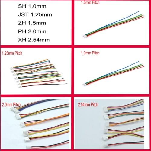 10PCS SH/JST/ZH/PH/XH female plug connector with wire 2PIN /3/4/5/6/7/10P 1.0MM 1.25MM 1.5MM 2.0MM 2.54MM