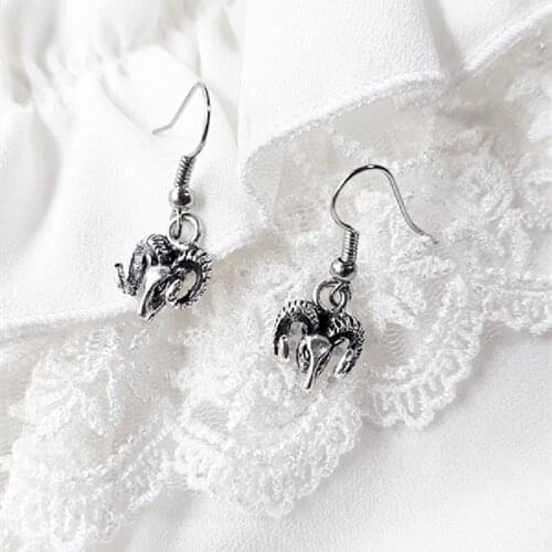 Gothic Ram Head Earrings Style Occult Jewelry Satanic Baphomet Ram Skull Fashion Punk Creative Novelty Women Gift 2021 New