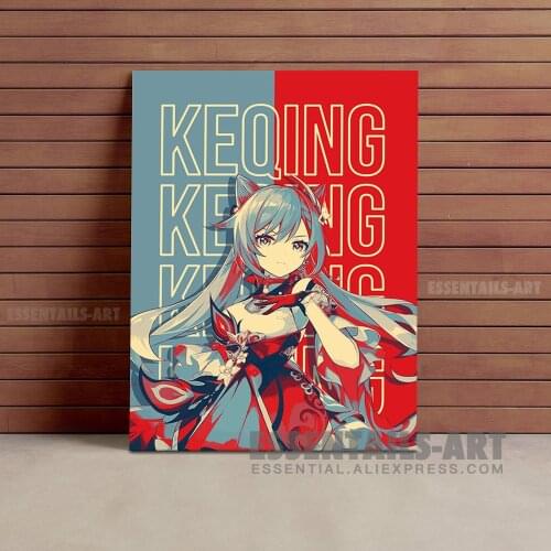 Keqing Genshin Impact Canvas Wall Art Painting Decor Pictures Bedroom Study studio print Living kid Room Home Decoration Prints