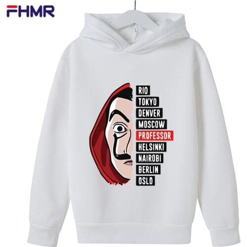 La Casa De Papel Hoodies kids Unisex Top Cartoon Money Heist Hooded House of Paper Kawaii Anime Cute Long sleeve Sweatshirt