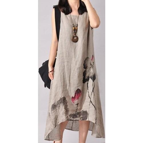 Linen Vintage Long Maternity Dresses Clothes For Pregnant Women Clothing Chinese Style Print Plus Size Dress