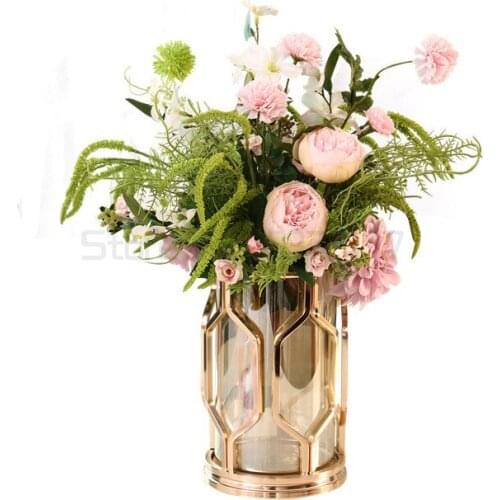 Metal vase living room dining table porch hydroponic flower arrangement Nordic Light luxury decoration