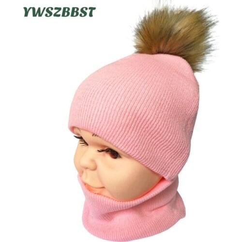 Fashion Baby Hat with pompom Balls Autumn Winter Baby hats for Girls Child Boys Cap with Scarf Toddler Kids Beanies Hat 1-4Years