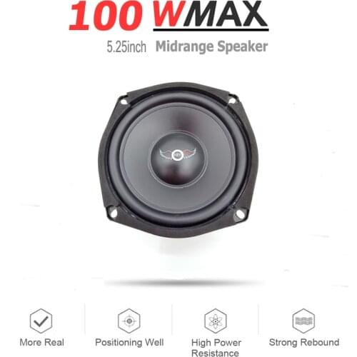 1pc 5.25 inch Midrange Powerful 100 W 6 Ohm Steel Custom Frame HiFi Rubber Edge Injection Cone Box DIY Universal Speakers