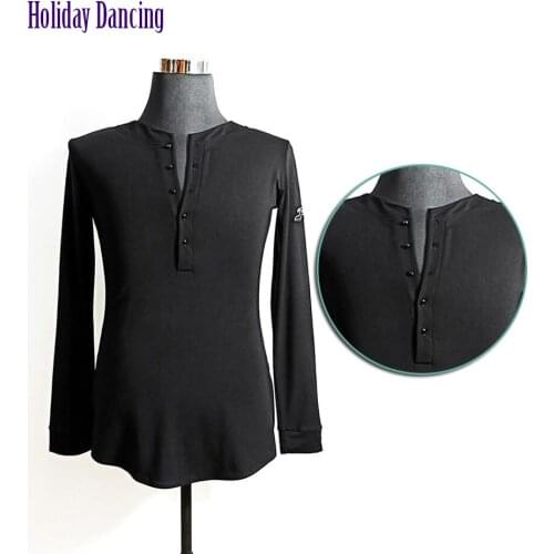 Long Sleeve O Neck Male Latin Dance Tops Latin Dancing Cloth Practise Tango Chacha Dancing Performamnce LW572